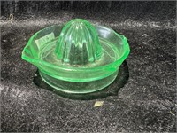 BADLY CHIPPED VASELINE GLASS JUICER 6" DIA.