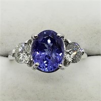 $7100 10K Tanzanite 3CT Diamond Ring HK27-13