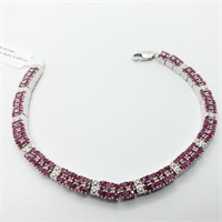 $1900 Silver 120 Ruby 6ct Bracelet HK27-10