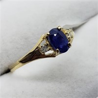 $800 10K Sapphire Diamond Ring HK27-9