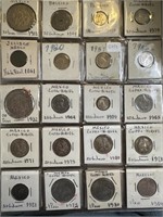 SHEET OF MIXED FOREIGN COINS UNCS ETC
