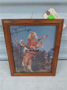 Framed Roy Rogers and trigger portrait 11x9