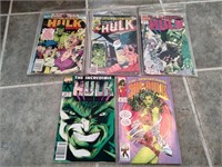 4 Hulk, 1 She Hulk Comic Books