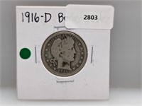 1916-D 90% Silv Barber Quarter