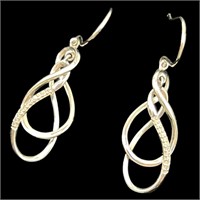 10K White Gold Swirl Dangle Earrings - 2.70 grams