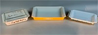 3pc Pyrex Dishes - 1 Lid - 1 Metal Holder