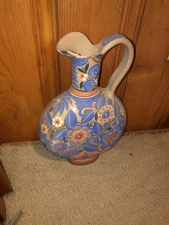 Pottery Vase + 2 Vintage Copper  Plaques