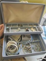 Vintage Jewelry Box W/Sterling Rings, Watches &