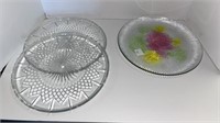 (2) Wexford serving plates, (1) flower serving