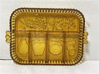 Amber Glass Sectioned Serving Dish
