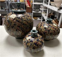Three Signed 2006 Glazed Pottery Vases