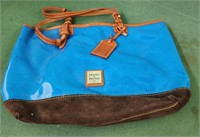 Dooney and  Bourke blue tote 15x10 with wrislet