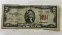 1953 A Red Seal $2.00 Bill