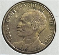 1953 Cuba 25 Centavos Silver