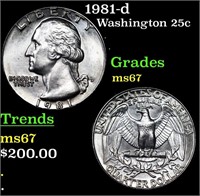 1981-d Washington Quarter 25c Grades GEM++ Unc