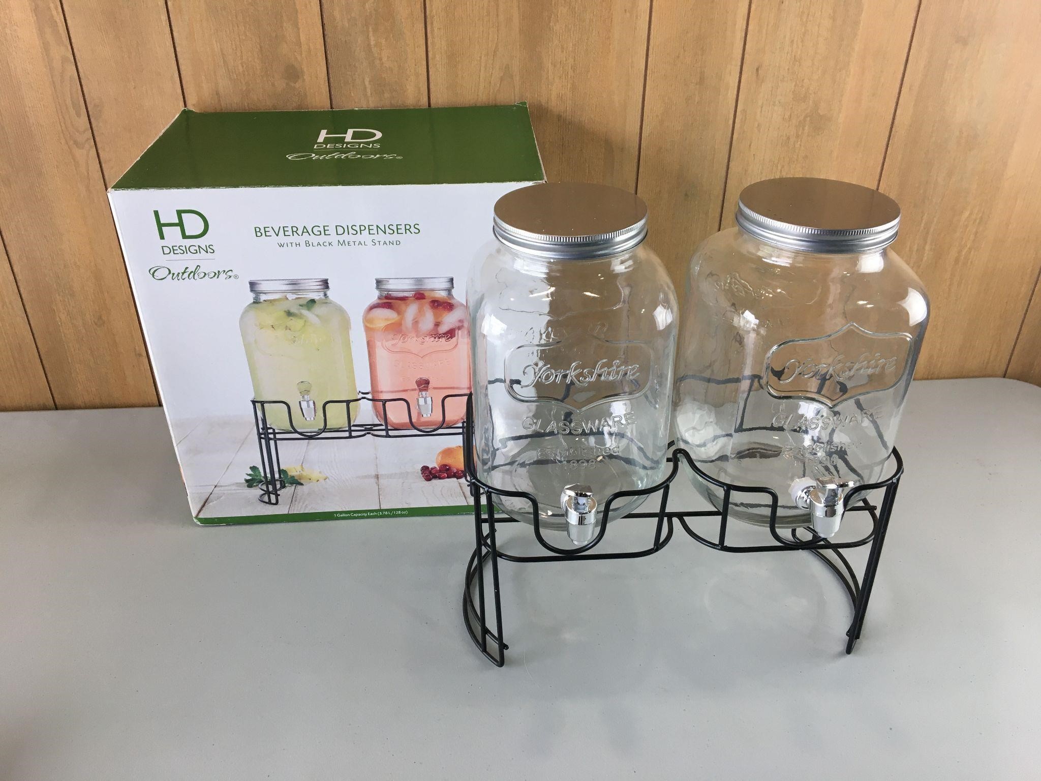 Glass Beverage Dispensers & Stand