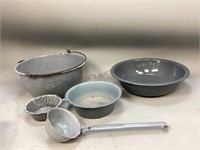 Enamelware Pot, Bowls, Ladle & More