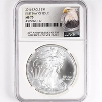 2016 Silver Eagle NGC MS70 FDOI