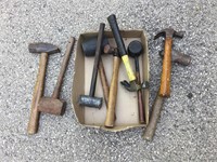 Box lot of various hammers