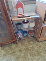 Wire plant stand w/contents