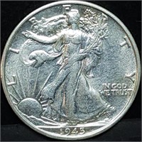 1945-S Walking Liberty Silver Half Dollar, High
