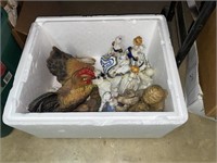 Box of figurines, and animals