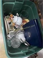 Box of crystal figurines, and miscellaneous