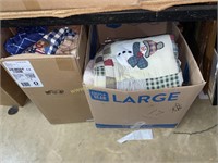 Two boxes of household linens