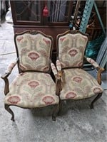 2 Vintage French Needlepoint Upholstered Chairs