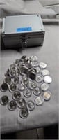 50 - State quarters in storage bag and metal case