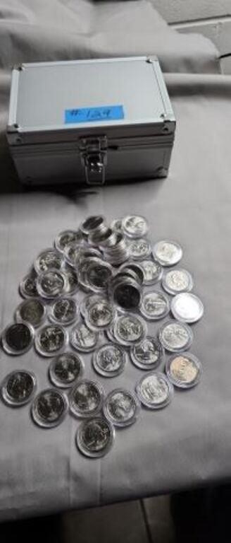 50 - State quarters in storage bag and metal case