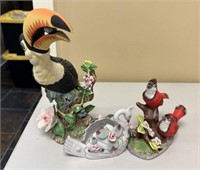Arnart Ceramic Toucan and Bird Figurines