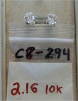 C8-294  10K stud earrings w/clear stones