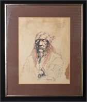 Original Indigenous Soldier Pen & Ink Sketch