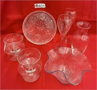 GLASS STEMWARE, VASE,BOWL,PLATE