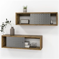 24in Floating Cabinet Set of 2  Rustic Wood