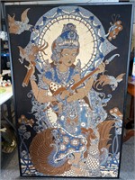 Large 58" framed goddess fabric art