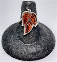 Sterling Baltic Amber Ring 4 Grams Size 7.5