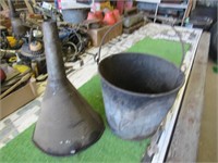 metal bucket & funnel