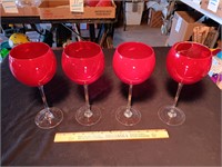 4 Signed Lenox 9" Red Wine / Champagne Glasses.