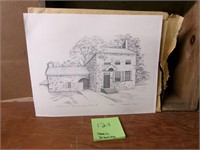 Pencil drawing of Washingtons HQ valley forge PA