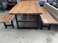 Farmhouse Rustic Cedar & Metal Dining Table Set