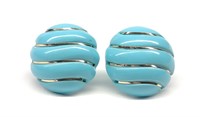 14K Carved Turquoise Post Earrings