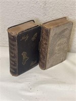 Pair of Original 1800s Leather Bound Miniature