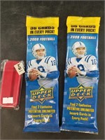 2 Packs of 2008 football cards with card display s