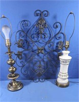 2 Lamps, Decorative Metal Wall Piece