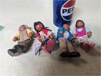 4 VTG Wooden Dolls