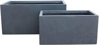 Kante Set of 2 Planters, 31 and 23 Inch, Charcoal