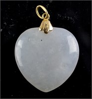 Fine 14K Clasp Lavender Jadeite Heart Pendant