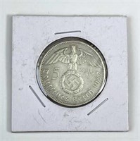 1937 German Third Reich, 5 Reichs Mark Silver